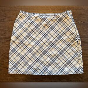 Vintage Esprit Plaid Mini Skirt - Beige & Black Size 9/10